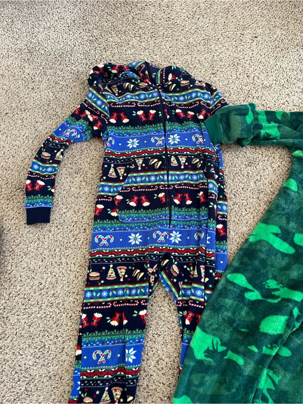 Kids Fleece One-Piece Hooded Pajamas bundle